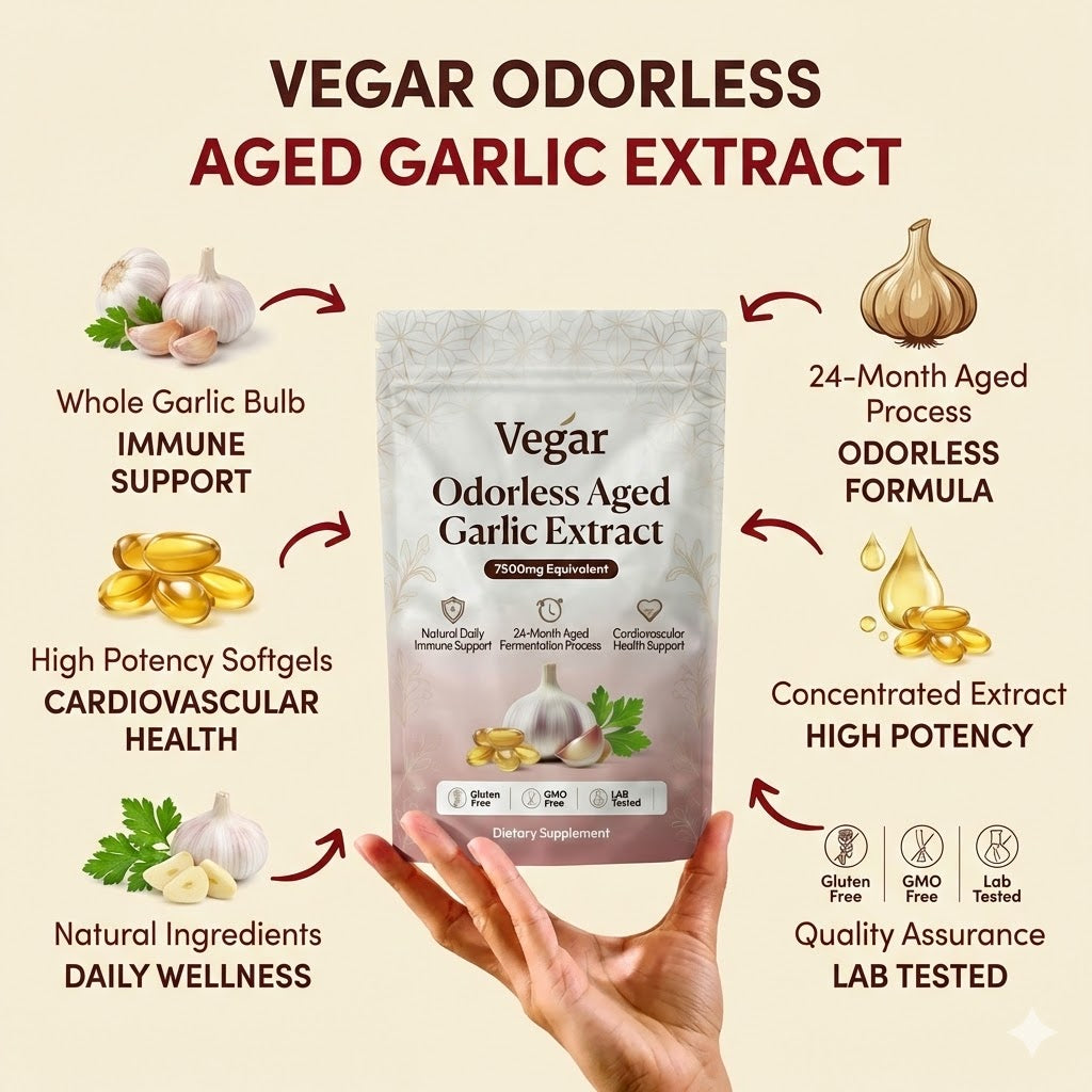 Extracto de Ajo Envejecido - Cápsulas Blandas Inodoras de 7500mg