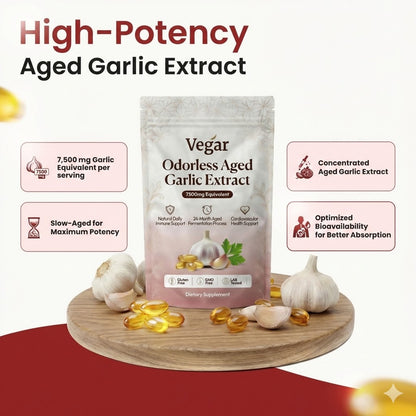 Extracto de Ajo Envejecido - Cápsulas Blandas Inodoras de 7500mg