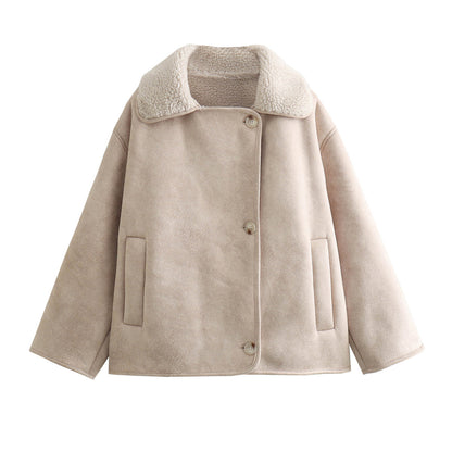 Women 2025 New Suede fleece-lined warm coat