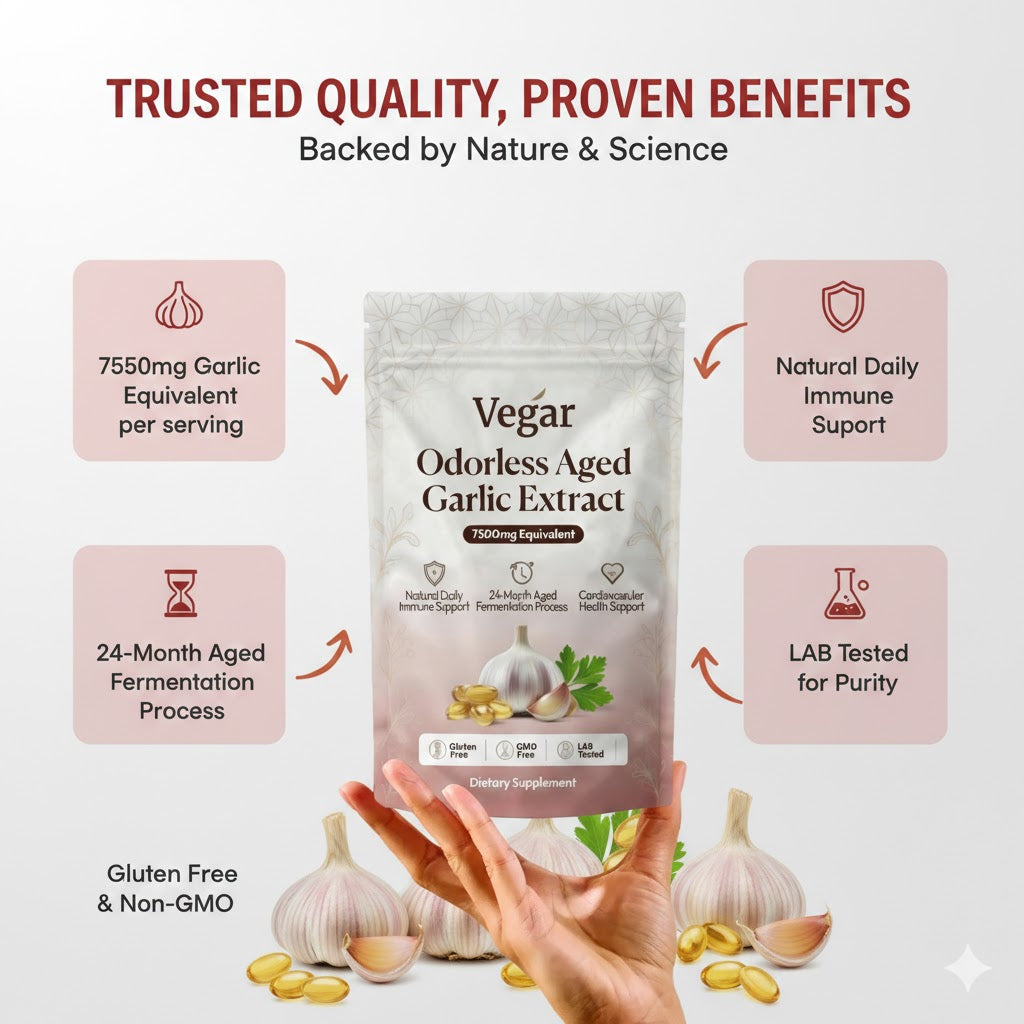 Extracto de Ajo Envejecido - Cápsulas Blandas Inodoras de 7500mg