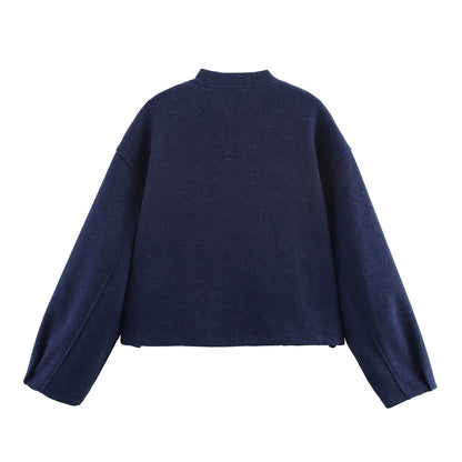 Women 2025 New Soft buckle bomber jacket