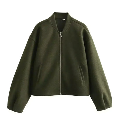 Women New Fashion Side Pockets loose Soft texture flying Jacket Coat Vintage Long Sleeve Zipper Female Outerwear Chic Overshirt