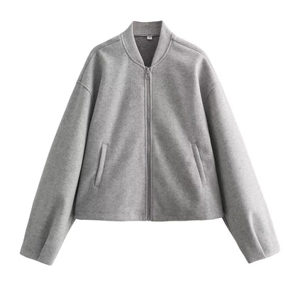 Women 2025 New Soft buckle bomber jacket
