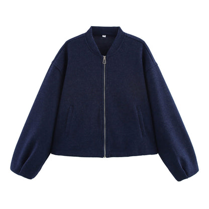 Women 2025 New Soft buckle bomber jacket
